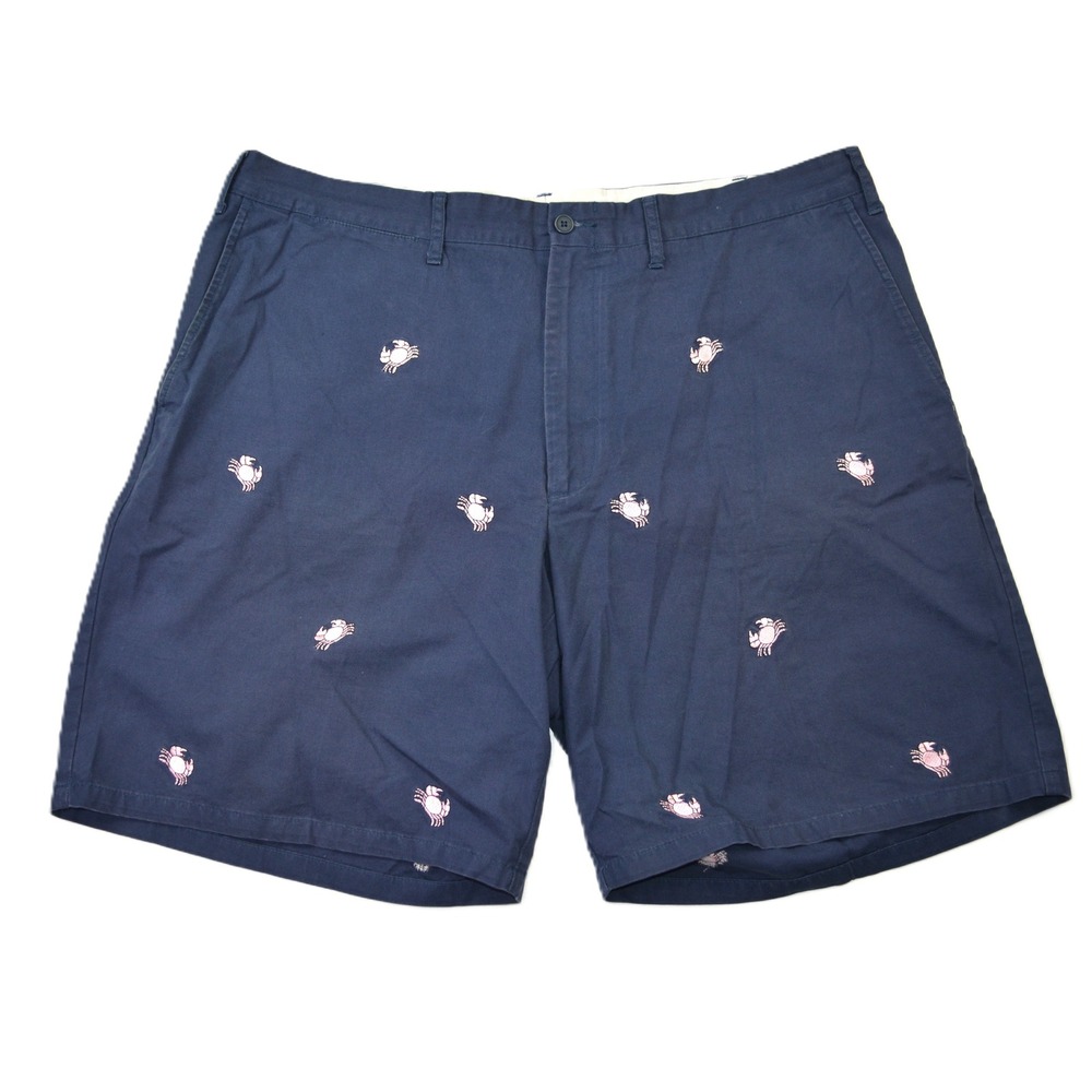 Castaway Nantucket Island Mens 40 Navy Blue Pink Crab Embroidered Cotton Shorts